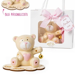 ⚡OFFERTISSIMA Bomboniere Battesimo e Nascita Bimba Benny Luce Led Orsetto rosa in resina