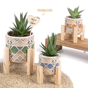 Bomboniere 2026 Linea Giglius Vaso Portapiantina con stand Standard con fantasia maioliche