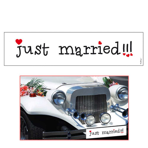 targa per decorare auto sposi matrimonio con scritta "just married"