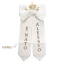 Fiocco Nascita neutro unisex avorio e bianco con orsetto e punto croce