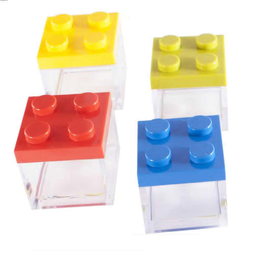 scatolina lego cubo porta confetti colorati in plexiglas