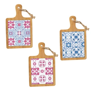 Bomboniere Matrimonio 2027 Tagliere in Ceramica e bamboo con maioliche