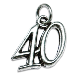 Ciondolo Numero 40 in argento per bomboniere idea originale compleanno anniversario