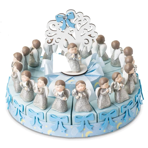 Torta Bomboniere per Bimbo 18 Fette angeli celeste