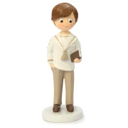 Cake topper Comunione e Cresima Bambino vestito di beigie