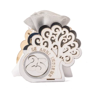 Bomboniere Nozze d'Argento 2026 Linea Eternal Scatolina in legno e plex portaconfetti con albero della vita
