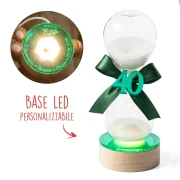 Bomboniere 2027 Nozze di Smeraldo Clessidra con base LED personalizzabile