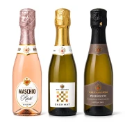 Mini bottiglie Maschio 200 ml: Rosé Extra Dry, Shãh Mat Bianco Extra Dry e Prosecco Dei Cavalieri Extra Dry per bomboniere