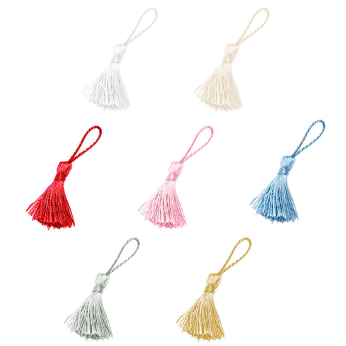Nappina in tessuto  per confezionare Bomboniere e accessori bigiotteria e portachiavi, misura cm 12, di cui cm 6 il pennacchio Scegli il colore tra rosa, bianco, panna, argento, oro, rosso, celeste