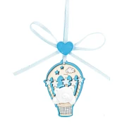 Bomboniere Battesimo e Nascita Maschio 2026 Ciondolo mongolfiera con orsetto e stelline