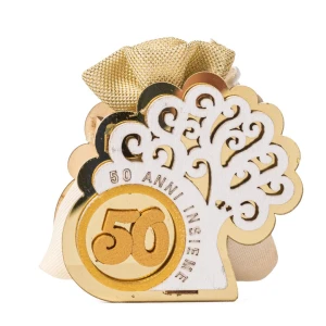 Bomboniere Nozze d'Oro 2026 Linea Eternal Scatolina in legno e plex portaconfetti con albero della vita