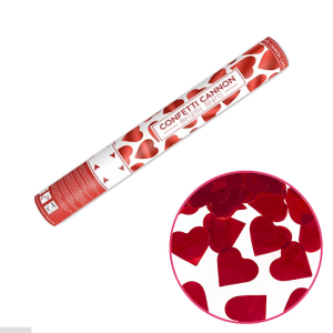 cannone sparacoriandoli 40 cm cuori rossi