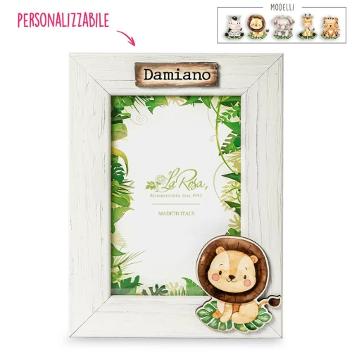 Bomboniere Tema Giungla Portafoto legno personalizzabile 10x15 cm