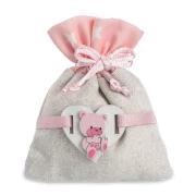 ULTIMI PEZZI 60 Nascita Battesimo Bimba Sacchettino Piatto con Cuore Orsetto Rosa 8x10 cm PREZZO PER TUTTI