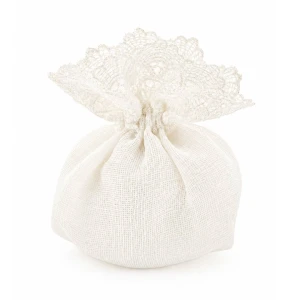 ⚡OFFERTISSIMA Sacchetto Portaconfetti Linea Domitilla Bianco con Pizzo Ricamato