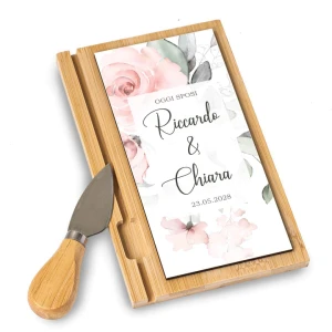 Bomboniere Personalizzate Tagliere con coltellino Tema Rose