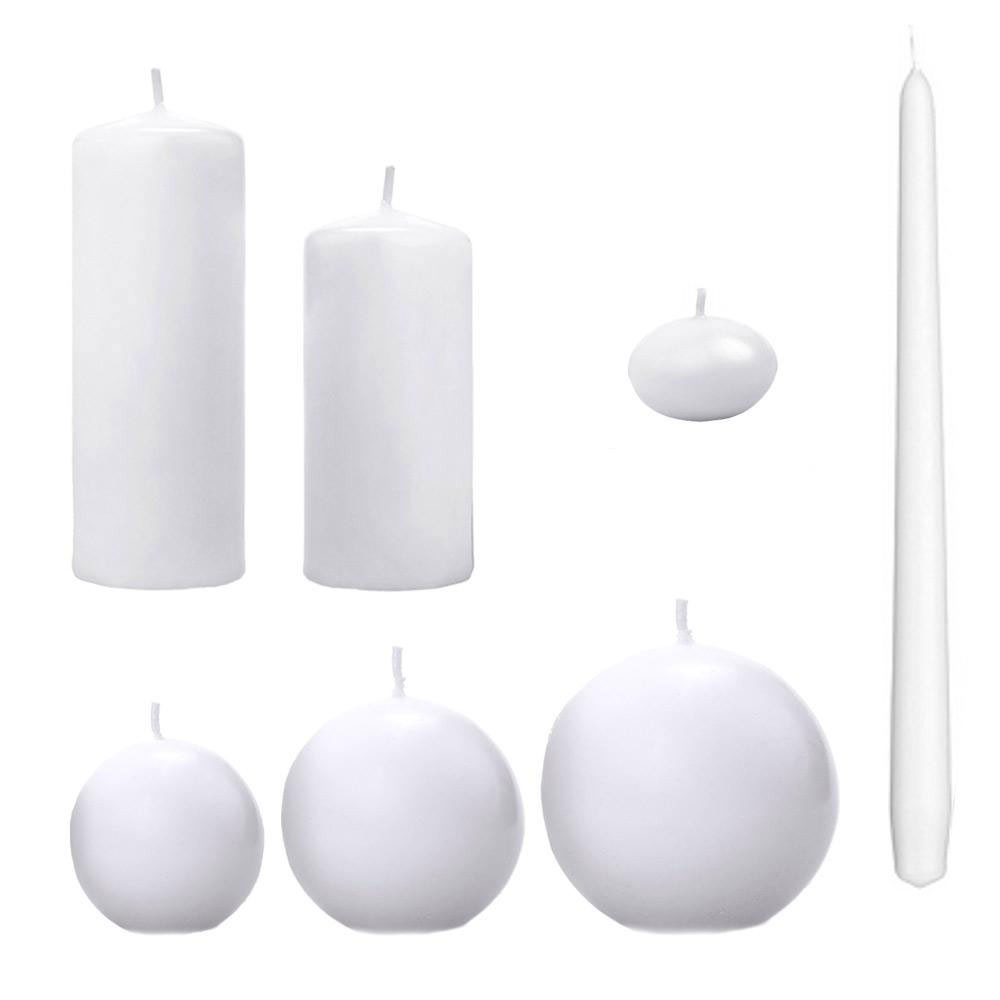 Set di candele bianche a forma di sfera in 4 dimensioni Komplettset alle 4 Größen bianco di colore bianco lucido 