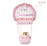 Fiocco Nascita bimba mongolfiera punto croce