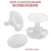 stelo e piatto per confezionare bomboniere