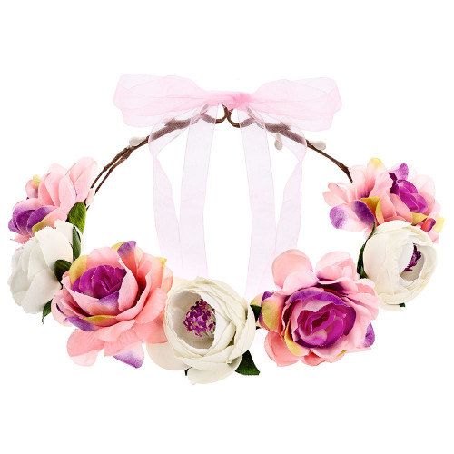 coroncina di fiori rosa per bambine damigelle e sposa