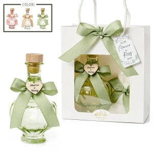 Bomboniere 2026 Bottiglie in vetro colorato trasparenti con tappo da 480 ml con fiocco e cuore personalizzabile