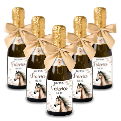Bomboniere Mini bottiglie Prosecco Personalizzate o Segnaposto Tema Cavallo
