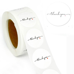 Adesivo "thank you" bianco con cuoricino