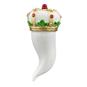 Bomboniere 2027 Magnete Cornetto portafortuna bianco con corona