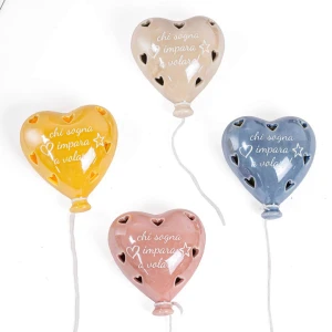 Bomboniere 2027 Linea Volo Balloon Luce LED Palloncino con cuori e frasi in ceramica colorati