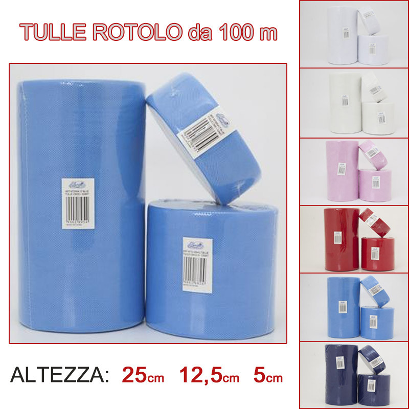 Rotolo Tulle 25 cm x 100 mt Blu Elettrico - Big Party