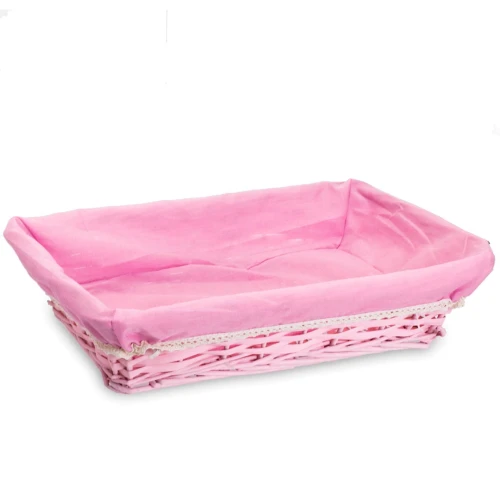 cesto porta bomboniere rosa battesimo nascita shabby chic in vimini