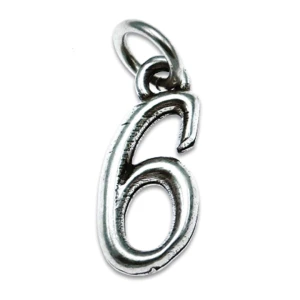Ciondolo Numero 6 in argento per bomboniere idea originale compleanno anniversario