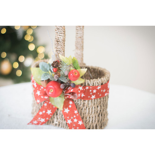 Idea Regalo Natale - Portabottiglie in vimini con decoro rosso