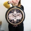 Regalo tema viaggio orologio grande mappamondo vintage nero