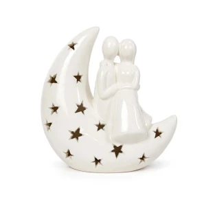 Ultimi 71 pezzi - Statua Sposi sulla Luna in Porcellana