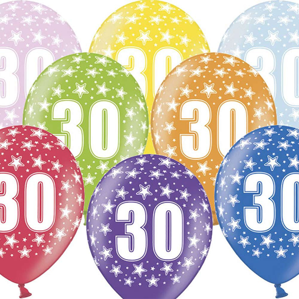 palloncini numero 30 anni compleanno colorati 6 pezzi
