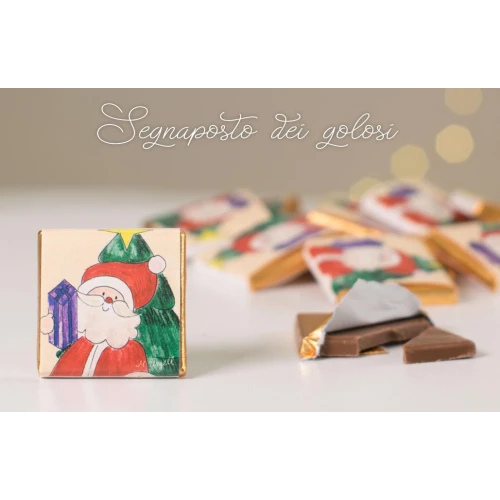 Segnaposto per Natale Cioccolatino con disegno di babbo natale