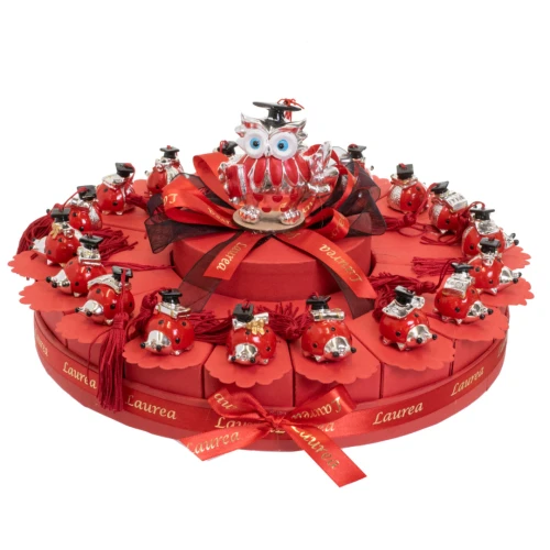 Torta Bomboniere Laurea 20 fette con Coccinelle
