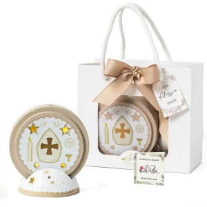 Bomboniere Cresima Linea Pittura 2027 Luce LED o Profumatore con cappello e bastona e base decorata