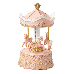 Bomboniere o regalo Battesimo e Nascita Bimba 2025 Carillon Carosello Giostra cavallini rosa