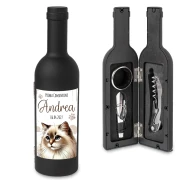 Idea Bomboniera Utile Tema Gatto Bottiglia di Vino Set accessori Vino
