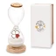 Bomboniere 2027 Linea Temps Clessidre con base in legno e ciondolo quadrifoglio